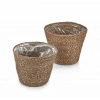Dekoratif Yuvarlak İçi Poşetli Hasır Sepet Saksılık 2 li Set
