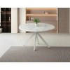 Ahşap Yuvarlak Açılır Büyüyen Yemek Masası Beyaz Mermer Desen 70x120cm SADECE MASA FİYATIDIR