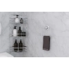 Banyo Köşe Rafı 3 Katlı Şampuanlık Vidalı + Vakumlu Kare Havluluk Krom 2 li Set