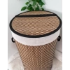 Dekoratif Kulplu Bambu Katlanır Çamaşır Sepeti 35x61cm Karışık Desenli