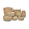 Dekoratif Natural Yuvarlak Dikişli Düzenleyici Hasır Sepet 13 lü Set