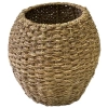 Dekoratif Oval Bombeli Büyük Hasır Sepet Saksılık 30x43cm