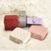 Deri Mini Baklava Desenli Seyahat Takı Bijuteri Mücevher Kutusu Organizer Düzenleyici 11,5cm Lila İthal Ürün