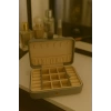 Deri Baklava Desenli Seyahat Takı Bijuteri Mücevher Kutusu Organizer Düzenleyici 16cm Gri İthal Ürün