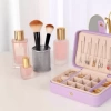 Deri Baklava Desenli Seyahat Takı Bijuteri Mücevher Kutusu Organizer Düzenleyici 16cm Lila İthal Ürün