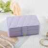Deri Baklava Desenli Seyahat Takı Bijuteri Mücevher Kutusu Organizer Düzenleyici 16cm Lila İthal Ürün