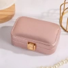 Deri Midi Seyahat Takı Bijuteri Mücevher Kutusu Organizer Düzenleyici 12cm Pembe İthal Ürün