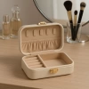 Deri Midi Seyahat Takı Bijuteri Mücevher Kutusu Organizer Düzenleyici 12cm Krem İthal Ürün