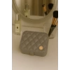 Deri Mini Baklava Desenli Seyahat Takı Bijuteri Mücevher Kutusu Organizer Düzenleyici 11,5cm Gri İthal Ürün