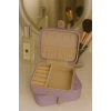 Deri Mini Baklava Desenli Seyahat Takı Bijuteri Mücevher Kutusu Organizer Düzenleyici 11,5cm Lila İthal Ürün