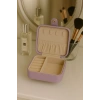 Deri Mini Baklava Desenli Seyahat Takı Bijuteri Mücevher Kutusu Organizer Düzenleyici 11,5cm Lila İthal Ürün