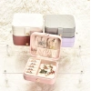 Deri Mini Baklava Desenli Seyahat Takı Bijuteri Mücevher Kutusu Organizer Düzenleyici 11,5cm Pembe İthal Ürün