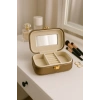 Deri Mini Seyahat Takı Bijuteri Mücevher Kutusu Organizer Düzenleyici 15cm Bronz İthal Ürün