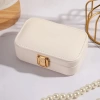 Deri Mini Seyahat Takı Bijuteri Mücevher Kutusu Organizer Düzenleyici 15cm Krem İthal Ürün