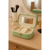 Deri Mini Seyahat Takı Bijuteri Mücevher Kutusu Organizer Düzenleyici 15cm Yeşil İthal Ürün
