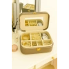 Deri Seyahat Takı Bijuteri Mücevher Kutusu Organizer Düzenleyici 20cm Bronz İthal Ürün