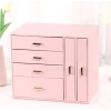 Dışı Deri İçi Kadife 6 Çekmeceli Takı Bijuteri Mücevher Kutusu Organizer Düzenleyici Pembe İthal Ürün