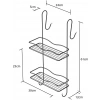 Duşakabin Banyo Rafı Şampuanlık 2 Katlı Askılı Siyah Geniş