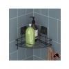 Easyfix Yapışkanlı Banyo Rafı Şampuanlık Kancalı Köşe Rafı Siyah
