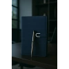 Kumaş Mıknatıs Kapaklı Kalemli Ajanda Günlük Not Defteri Notebook Mavi
