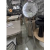 Ledli Tripod Krom Ayaklı Dekoratif Saat Döner Çarklı Krom-Krom