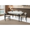 Ortadan Açılır Büyüyen 60x100cm Beyaz Ahşap Salon Yemek Masa Bej Sandalye Takımı 4 Sandalyeli