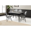 Ortadan Açılır Büyüyen 70x120cm Gümüş Gri Ahşap Salon Yemek Masa Gri Sandalye Takımı 4 Sandalyeli