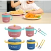 Paslanmaz Çelik Sızdırmaz Çatal ve Kaşıklı Saklama Kabı Beslenme Kabı 260-500 ML Pembe İthal Ürün