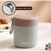 Paslanmaz Çelik Sızdırmaz Kaşıklı Saklama Kabı Beslenme Kabı 430 ML Yeşil İthal Ürün