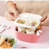 Paslanmaz Çelik Sızdırmaz Kaşıklı Saklama Kabı Beslenme Kabı 600 ML. Pembe İthal Ürün
