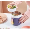 Paslanmaz Çelik Sızdırmaz Kaşıklı Saklama Kabı Beslenme Kabı 780 ML Mor İthal Ürün