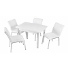 Yandan Açılır Ahşap Mutfak Masa Sandalye Takımı 4 Sandalyeli Beyaz
