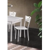 Yandan Açılır Ahşap Mutfak Masa Takımı 4 Sandalyeli Beyaz 70x110cm