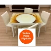 Yandan Açılır Büyüyen Cam Mutfak Masası 70x110 Krem Karamel-Beyaz Ayaklı