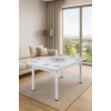 Yandan Açılır Büyüyen Cam Mutfak Masası Bahar Orkide Beyaz Ayaklı 60x90cm