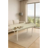 Yandan Açılır Büyüyen Cam Mutfak Masası Capicino Güllü - Beyaz Ayaklı 70x110 cm