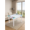Yandan Açılır Büyüyen Cam Mutfak Masası Damla-Beyaz Ayaklı 70x110cm