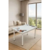 Yandan Açılır Büyüyen Cam Mutfak Masası Kırmızı Güldalı -Beyaz Ayaklı 70x110
