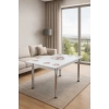 Yandan Açılır Büyüyen Cam Mutfak Masası Pembe Bahar Orkide 60x90cm