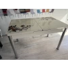Yanlardan Açılır Büyüyen Kelebek Cam Mutfak Masası 80cm x 130cm Cappicino