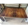 Yanlardan Açılır Büyüyen Kelebek Cam Mutfak Masası 80cm x 130cm Ceviz Çiçek