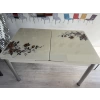 Yanlardan Açılır Büyüyen Kelebek Cam Mutfak Masası 80cm x 130cm Cappicino