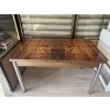 Yanlardan Açılır Büyüyen Kelebek Cam Mutfak Masası 80cm x 130cm Ceviz Çiçek
