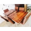 Yanlardan Açılır Büyüyen Kelebek Cam Mutfak Masası 80cm x 130cm Ceviz Çiçek