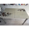 Yanlardan Açılır Büyüyen Kelebek Cam Mutfak Masası 80cm x 130cm Cappicino