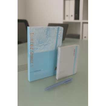 2 Adet Çizgili Defter Ajanda - Uçlu Kalem Hediyeli Light Of Sparkle A5-A6
