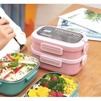 2 Katlı Paslanmaz Çelik Sızdırmaz Saklama Kabı Beslenme Kabı 1,65 Lt. Pembe İthal Ürün