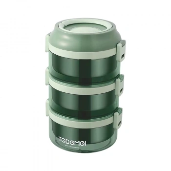 3 Katlı Paslanmaz Çelik Sızdırmaz Saklama Kabı Beslenme Kabı 2,35 Lt. Yeşil İthal Ürün