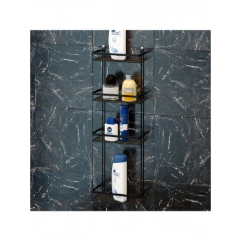 4 Katlı Banyo Rafı Şampuanlık Siyah