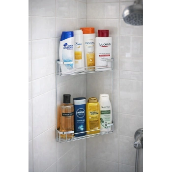 Paslanmaz Banyo Köşe Rafı Duvara Monte